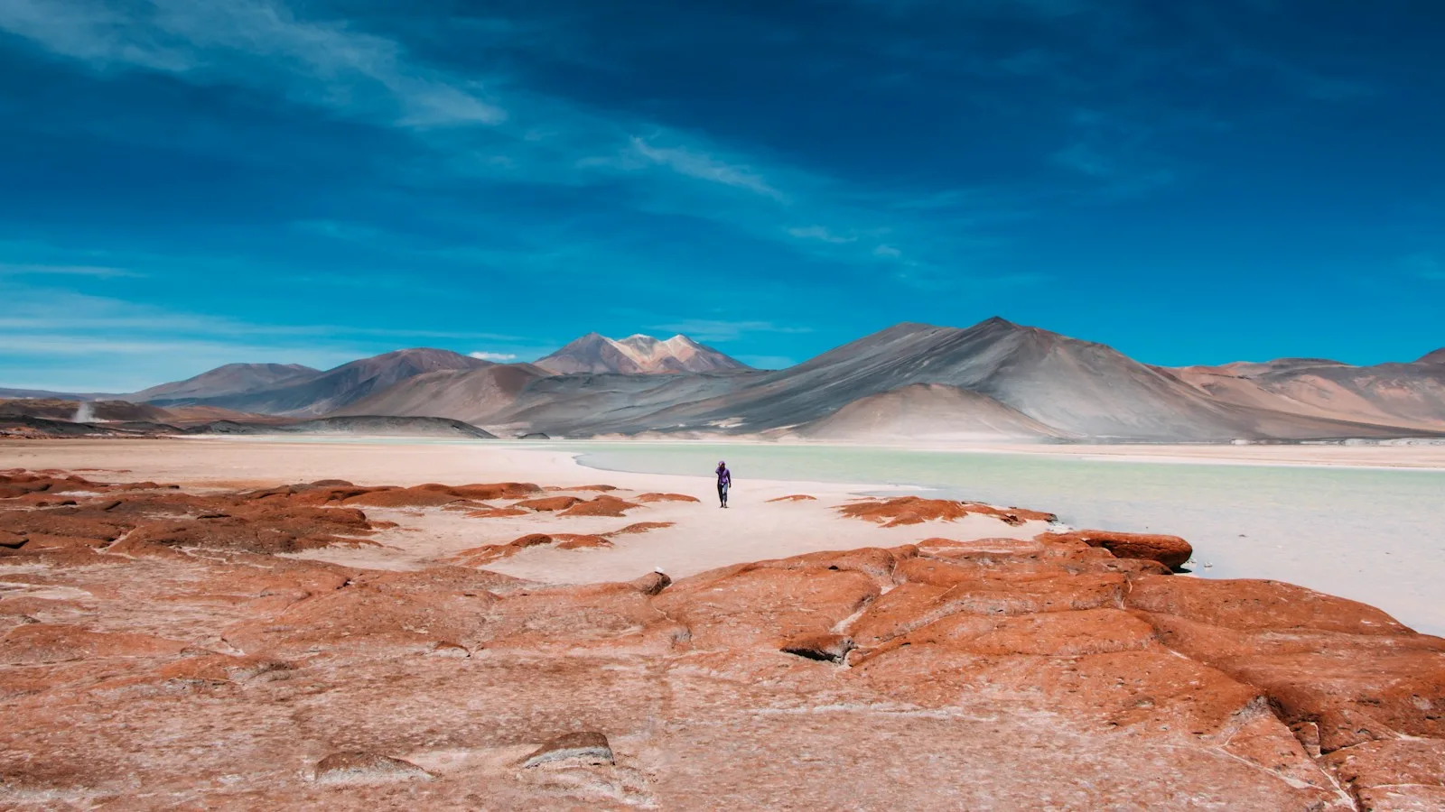 Paysage désertique et volcan près de San Pedro de Atacama au Chili